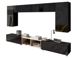 Stuemøbelsæt Remus XXIII (Sort + Blank sort + Artisan eg)