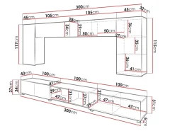 Stuemøbelsæt Remus XXIII (Sort + Blank sort + Artisan eg)