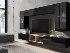 Stuemøbelsæt Remus XXIV (Sort + Blank sort + Artisan eg)