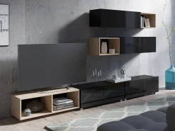 Stuemøbelsæt Remus XXV (Sort + Blank sort + Artisan eg)