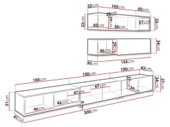 Stuemøbelsæt Remus XXV (Sort + Blank sort + Artisan eg)