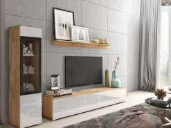 Stuemøbelsæt Sarasota 125 (Wotan eg + Glansfuld hvid)