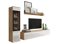 Stuemøbelsæt Sarasota 125 (Wotan eg + Glansfuld hvid)