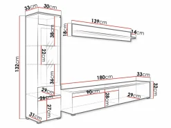 Stuemøbelsæt Sarasota 125 (Wotan eg + Glansfuld hvid)