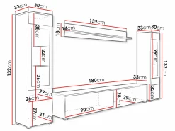 Stuemøbelsæt Sarasota 126 (Wotan eg + Glansfuld hvid)