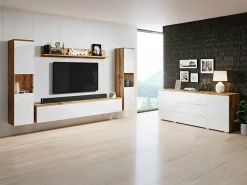 Stuemøbelsæt Sarasota 133 (Wotan eg + Glansfuld hvid)