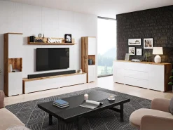 Stuemøbelsæt Sarasota 133 (Wotan eg + Glansfuld hvid)