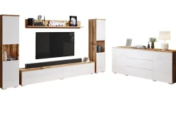 Stuemøbelsæt Sarasota 133 (Wotan eg + Glansfuld hvid)