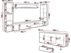 Stuemøbelsæt Sarasota 133 (Wotan eg + Glansfuld hvid)