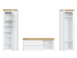 Stuemøbelsæt Sonsoru 148 (Hvid + Glansfuld hvid + Wotan eg)