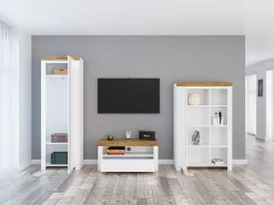 Stuemøbelsæt Sonsoru 147 (Hvid + Glansfuld hvid + Wotan eg)