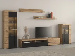 Stuemøbelsæt Sorciro 103 (Sort + Wotan eg)