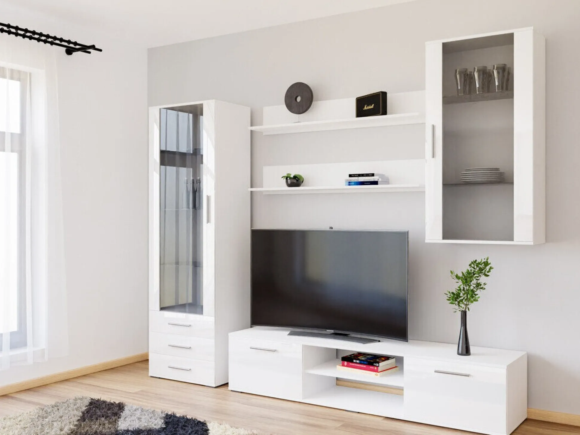 Stuemøbelsæt Tornola 114 (Hvid + Glansfuld hvid)