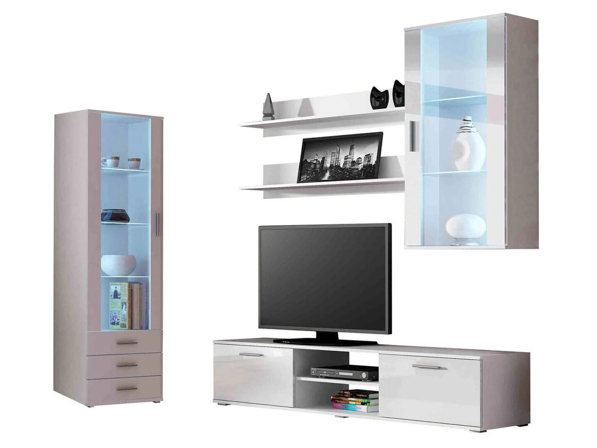 Stuemøbelsæt Tornola 114 (Hvid + Glansfuld hvid)