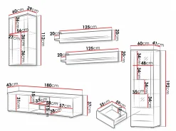 Stuemøbelsæt Tornola 114 (Hvid + Glansfuld hvid)