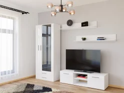 Stuemøbelsæt Tornola 117 (Hvid + Glansfuld hvid)