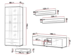 Stuemøbelsæt Tornola 117 (Hvid + Glansfuld hvid)