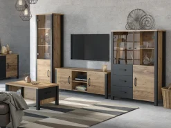 Stuemøbelsæt Tornua 113 (Mørk gran + Mat sort)