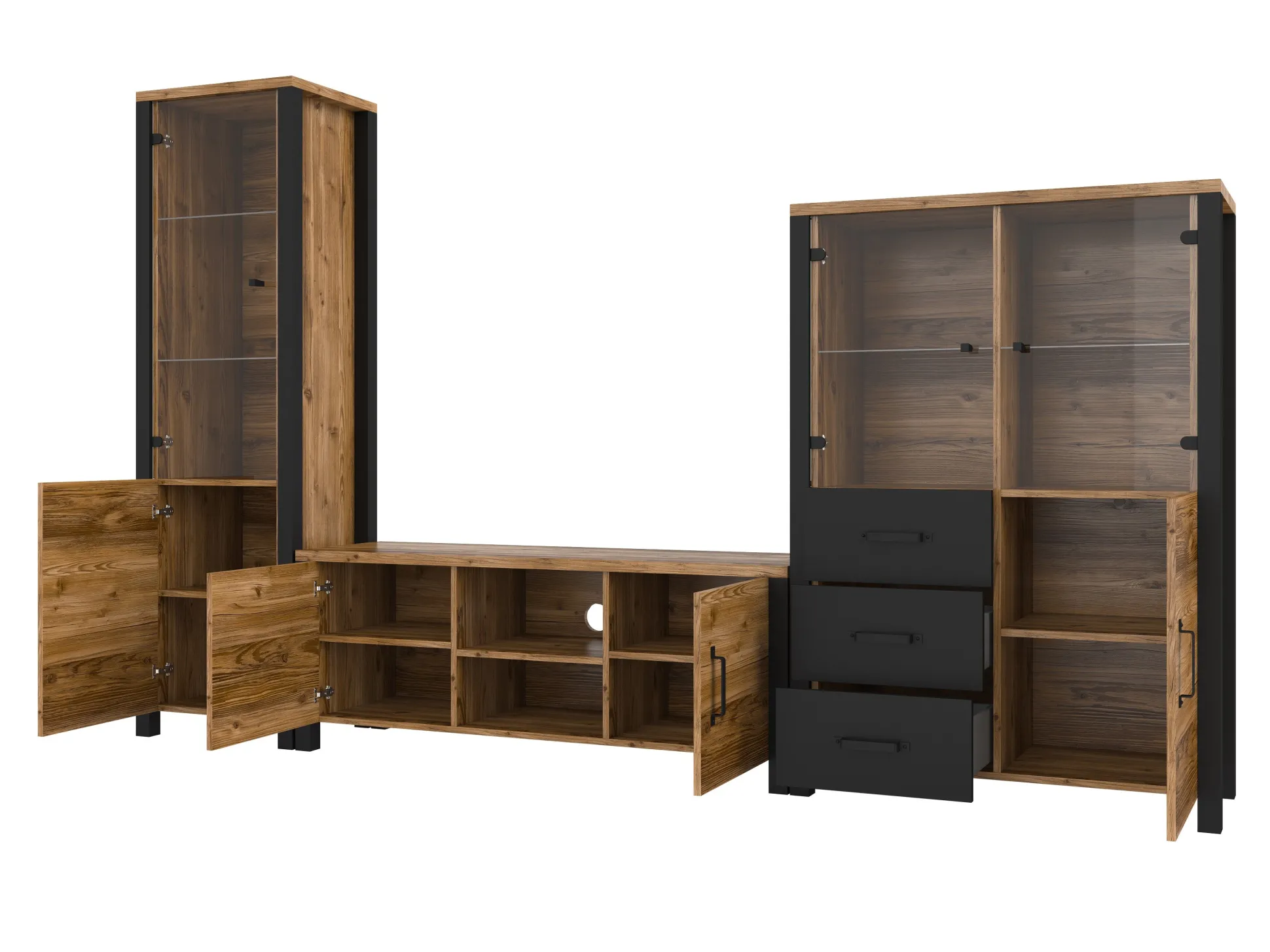 Stuemøbelsæt Tornua 113 (Mørk gran + Mat sort)