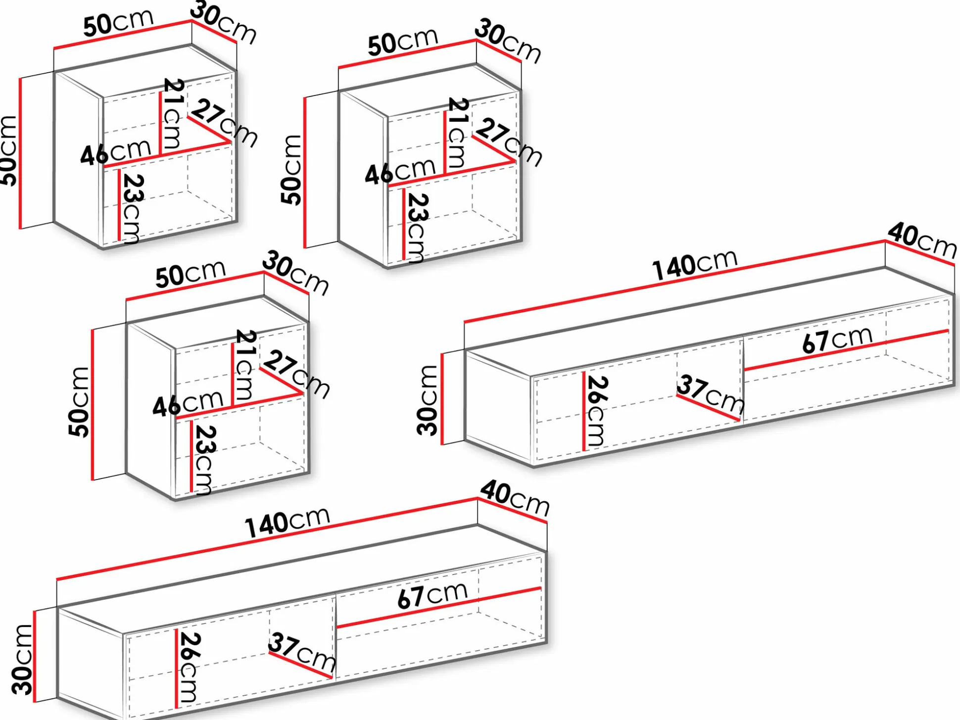Stuemøbelsæt Vilrin III (Hvid + Glansfuld hvid)