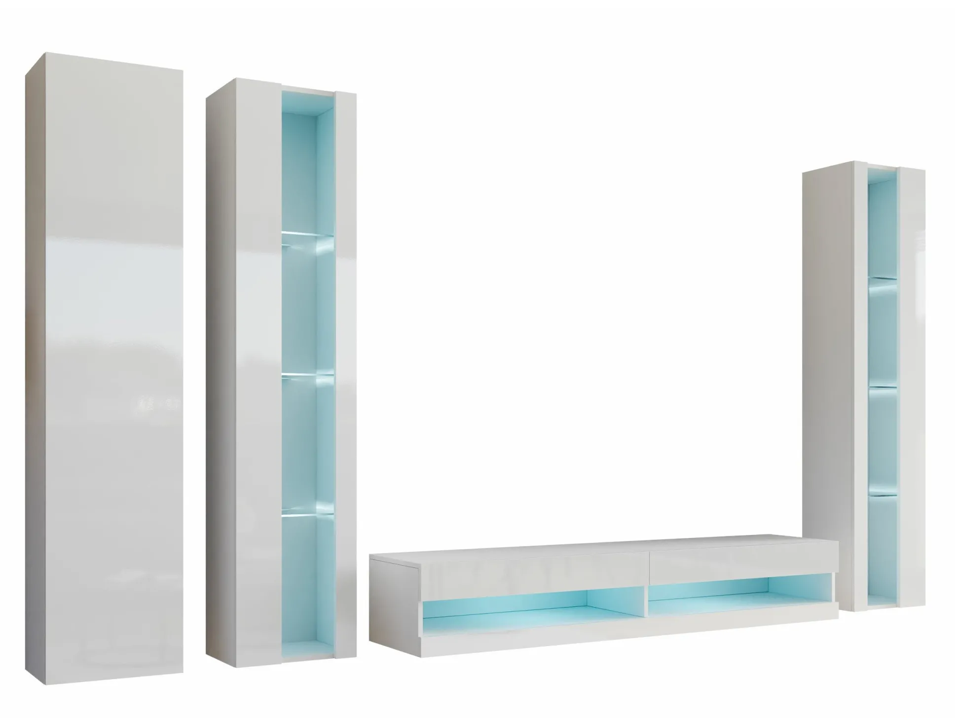 Stuemøbelsæt Vilrin VII (Hvid + Glansfuld hvid)