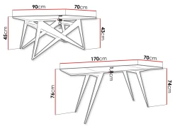 Transformer sofabord Oswego 150 (Craft gylden eg + Sort)