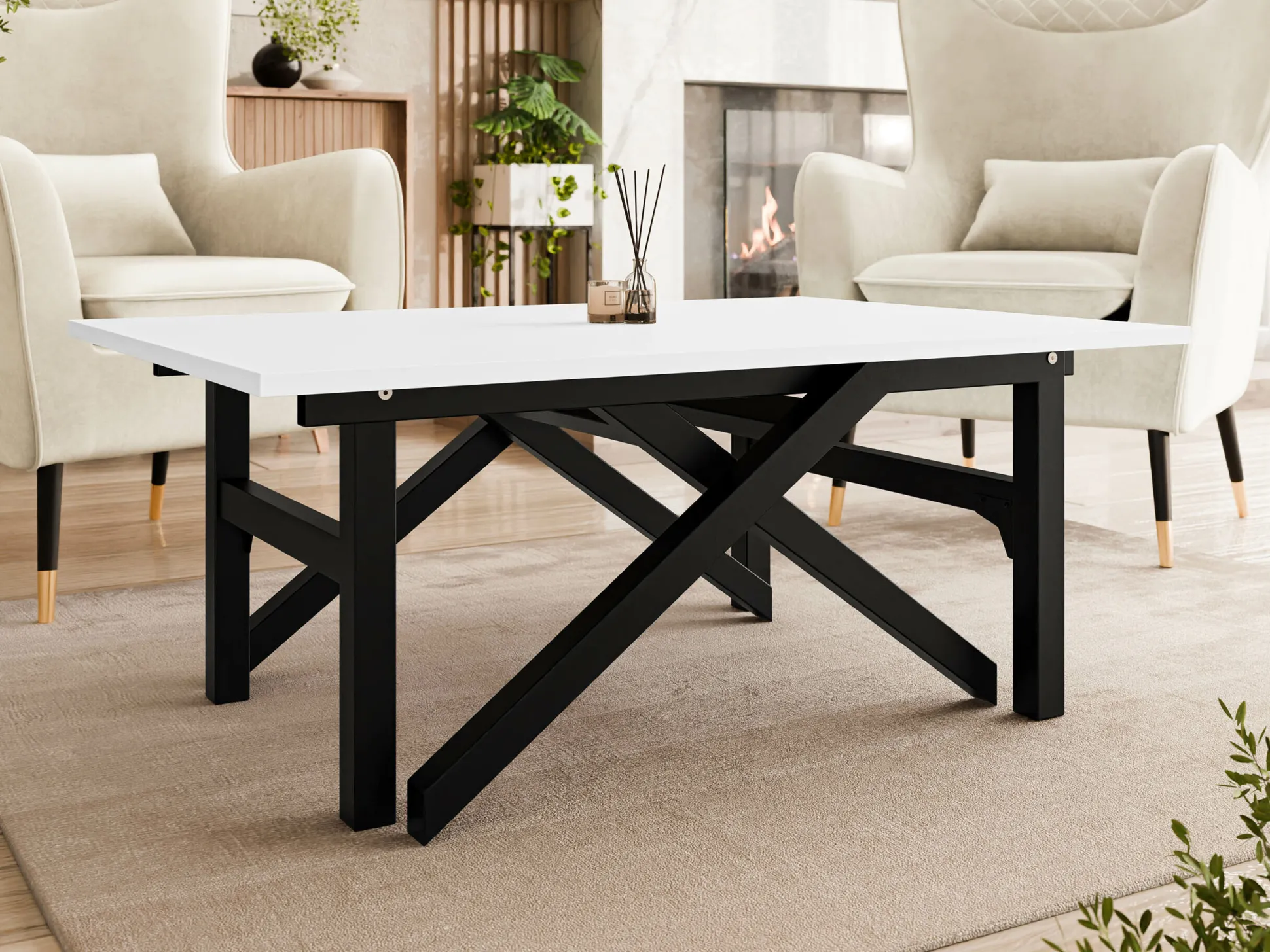 Transformer sofabord Oswego 151 (Hvid + Sort)