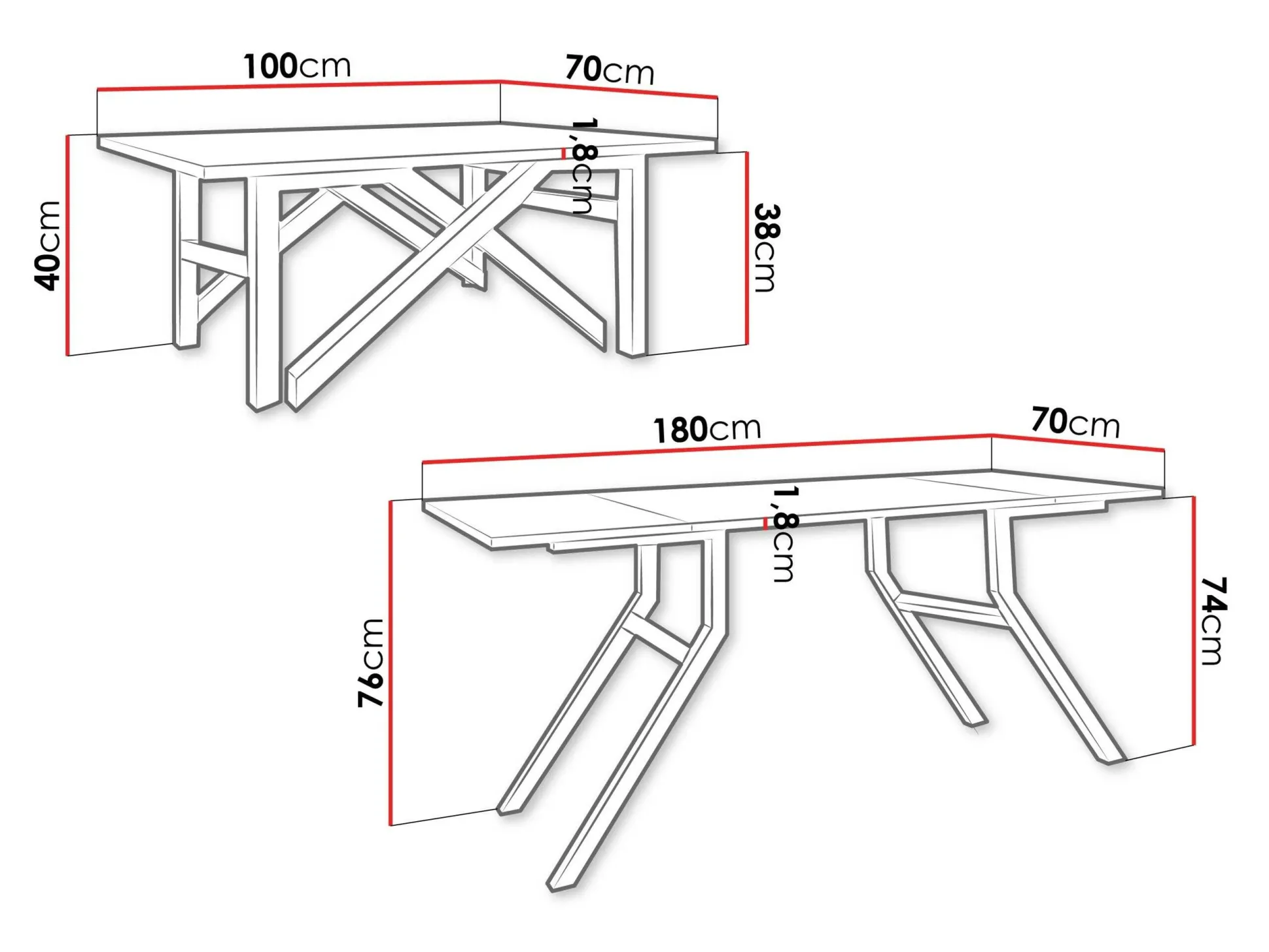 Transformer sofabord Oswego 151 (Hvid + Sort)