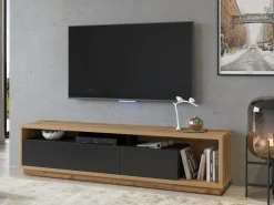 TV-bord Austin 357 (Wotan eg + Mat sort)