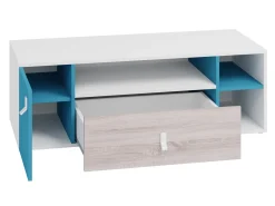 TV-bord Camteso 108 (Hvid + Egetræ + Turkis)