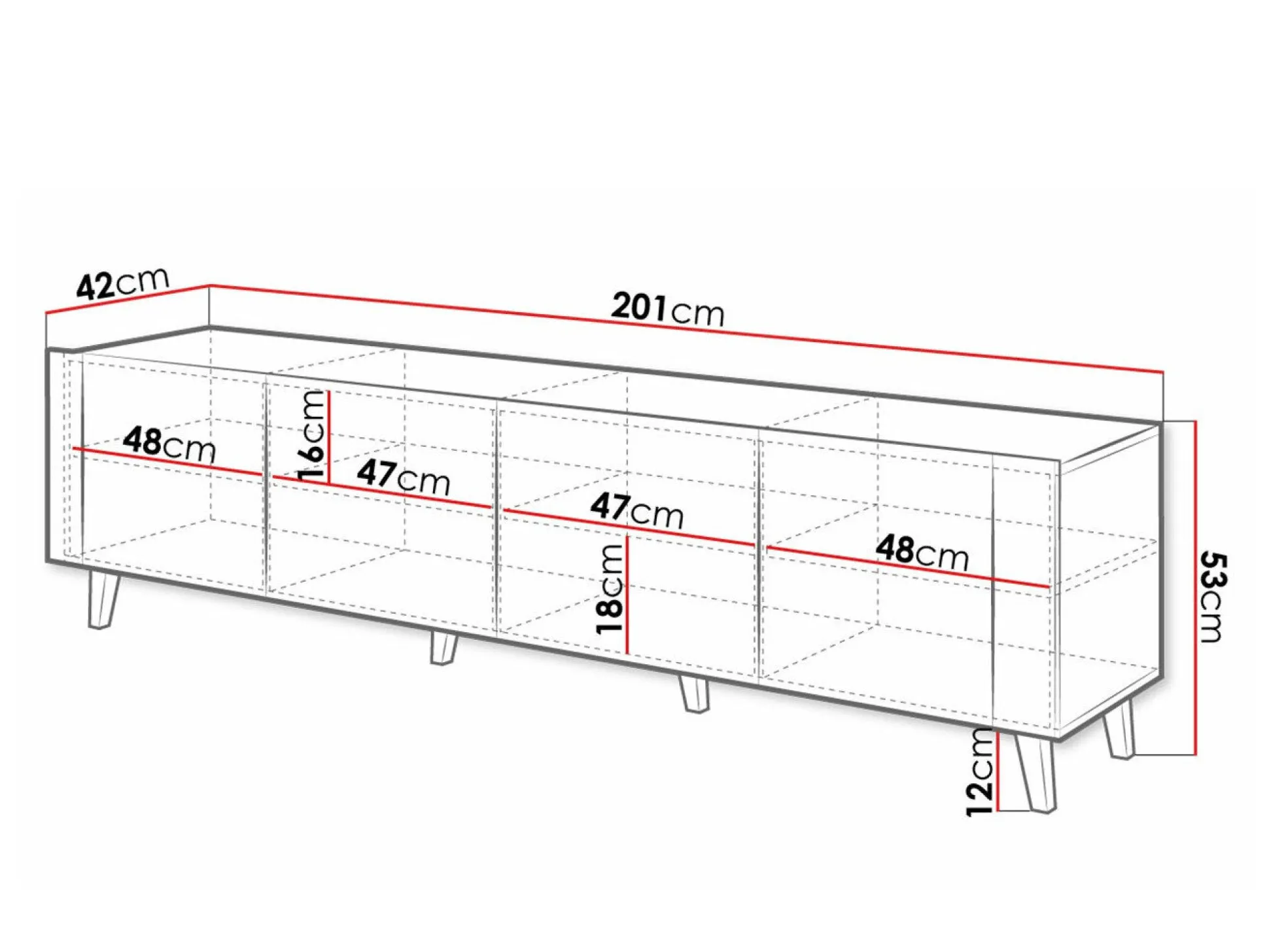 TV-bord Charlotte 184 (Hvid + Craft egetræ)