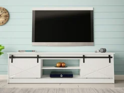 TV-bord Charlotte 156 (Hvid + Glansfuld hvid)