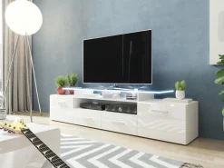 TV-bord Charlotte 117 (Hvid + Glansfuld hvid)