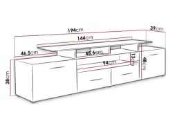 TV-bord Charlotte 117 (Hvid + Glansfuld hvid)