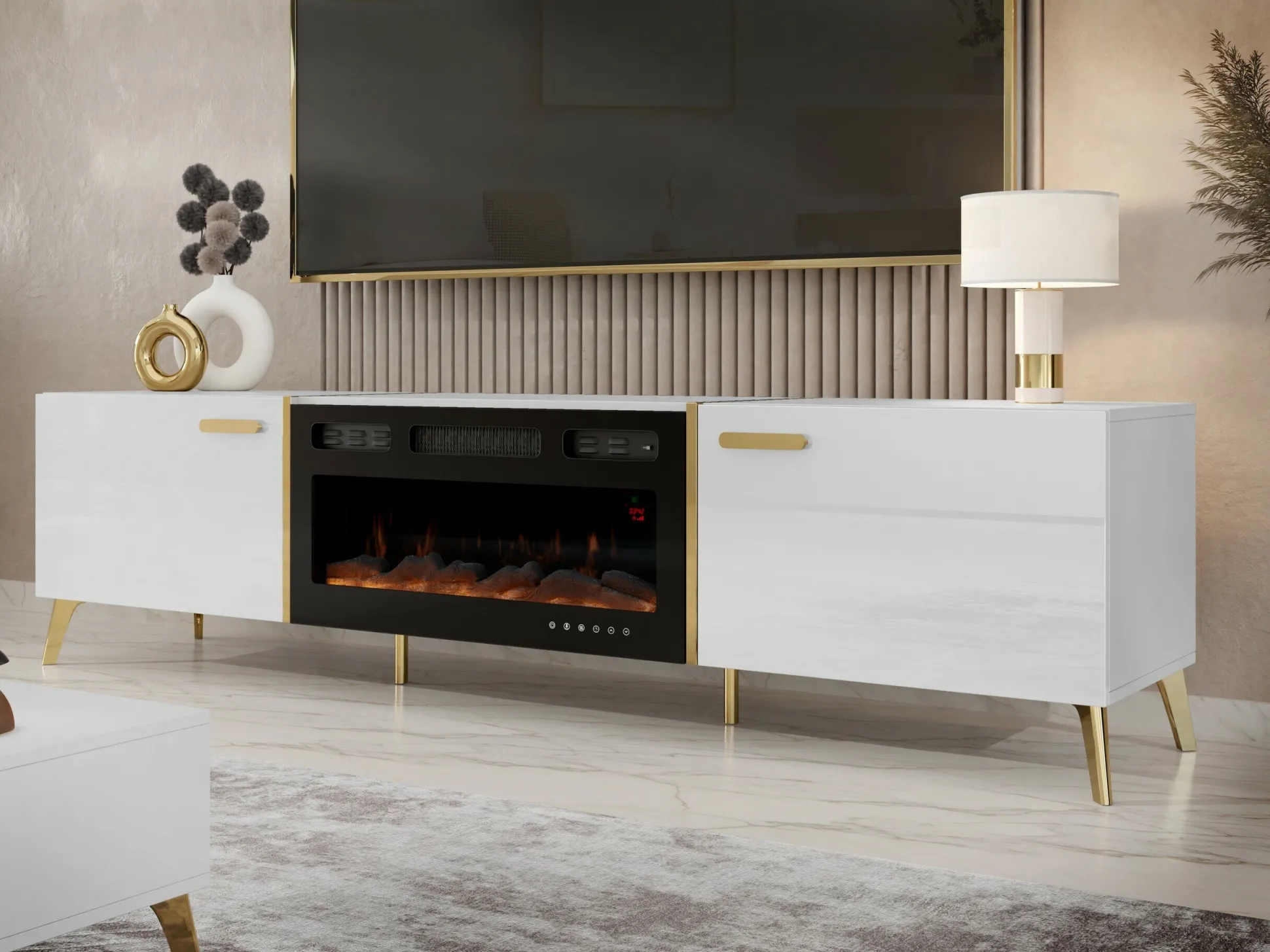 TV-bord Comfivo Capella III (Hvid + Glansfuld hvid)