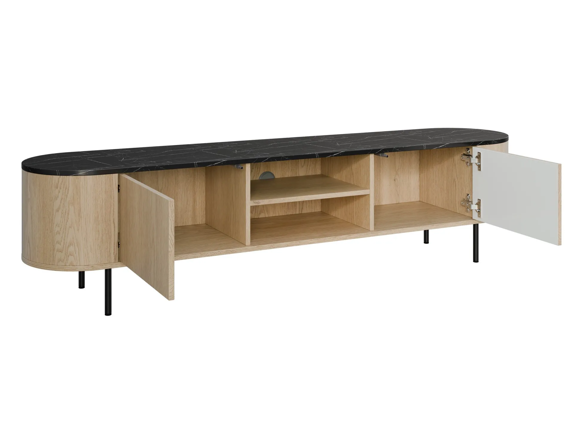 TV-bord Comfivo Livtena I (Hvid marmor + Gylden)