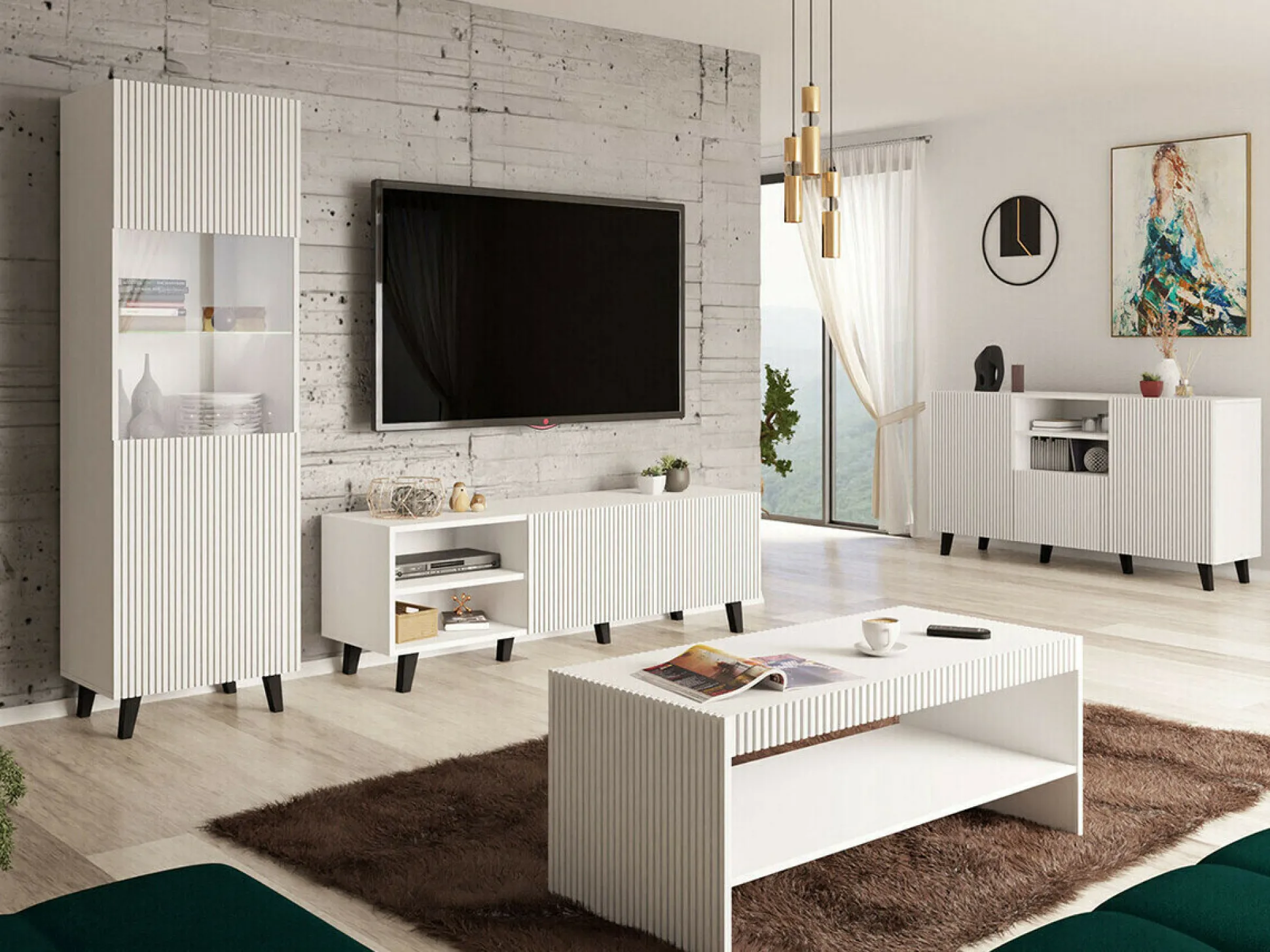 TV-bord Dicto (Hvid + Sort)