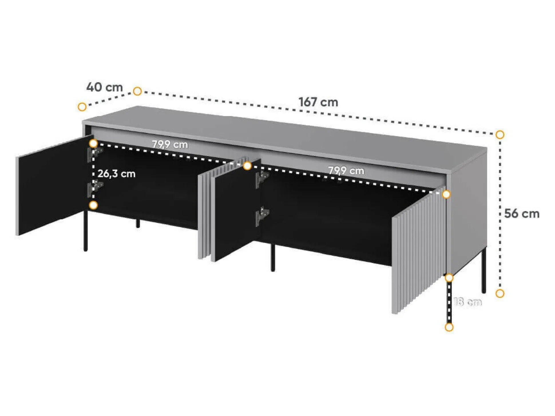 TV-bord Fernolu 104 (Grå + Sort)