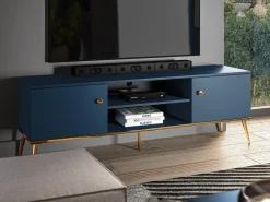 TV-bord Flonovu 104 (Mørkeblå + Gylden)