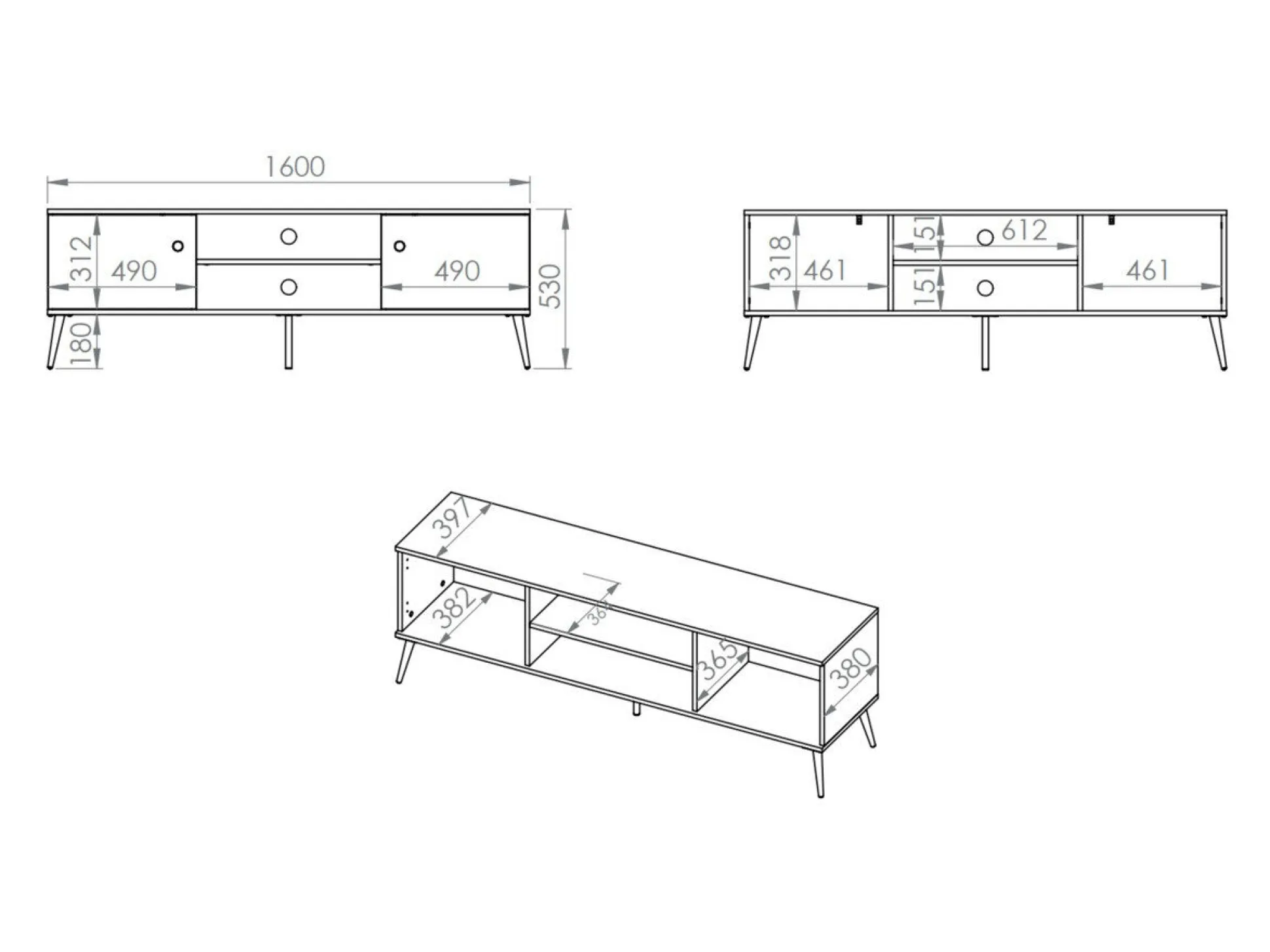 TV-bord Flonovu 104 (Mørkeblå + Gylden)