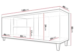 TV-bord Florem (Hvid + Glansfuld hvid + Lyst træ)