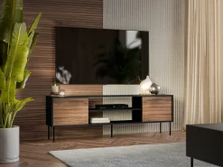 TV-bord Flosoru 104 (Valnød + Sort)