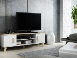 TV-bord Larfloi 108 (Hvid + Sonoma eg)