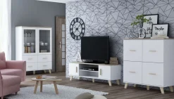 TV-bord Larfloi 108 (Hvid + Sonoma eg)