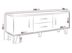 TV-bord Larfloi 103 (Hvid + Sonoma eg)
