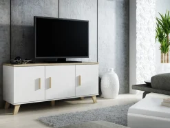 TV-bord Larfloi 106 (Hvid + Sonoma eg)