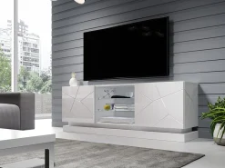 TV-bord Linar (Hvid + Glansfuld hvid)