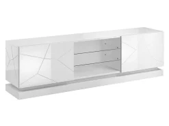 TV-bord Linar I (Hvid + Glansfuld hvid)
