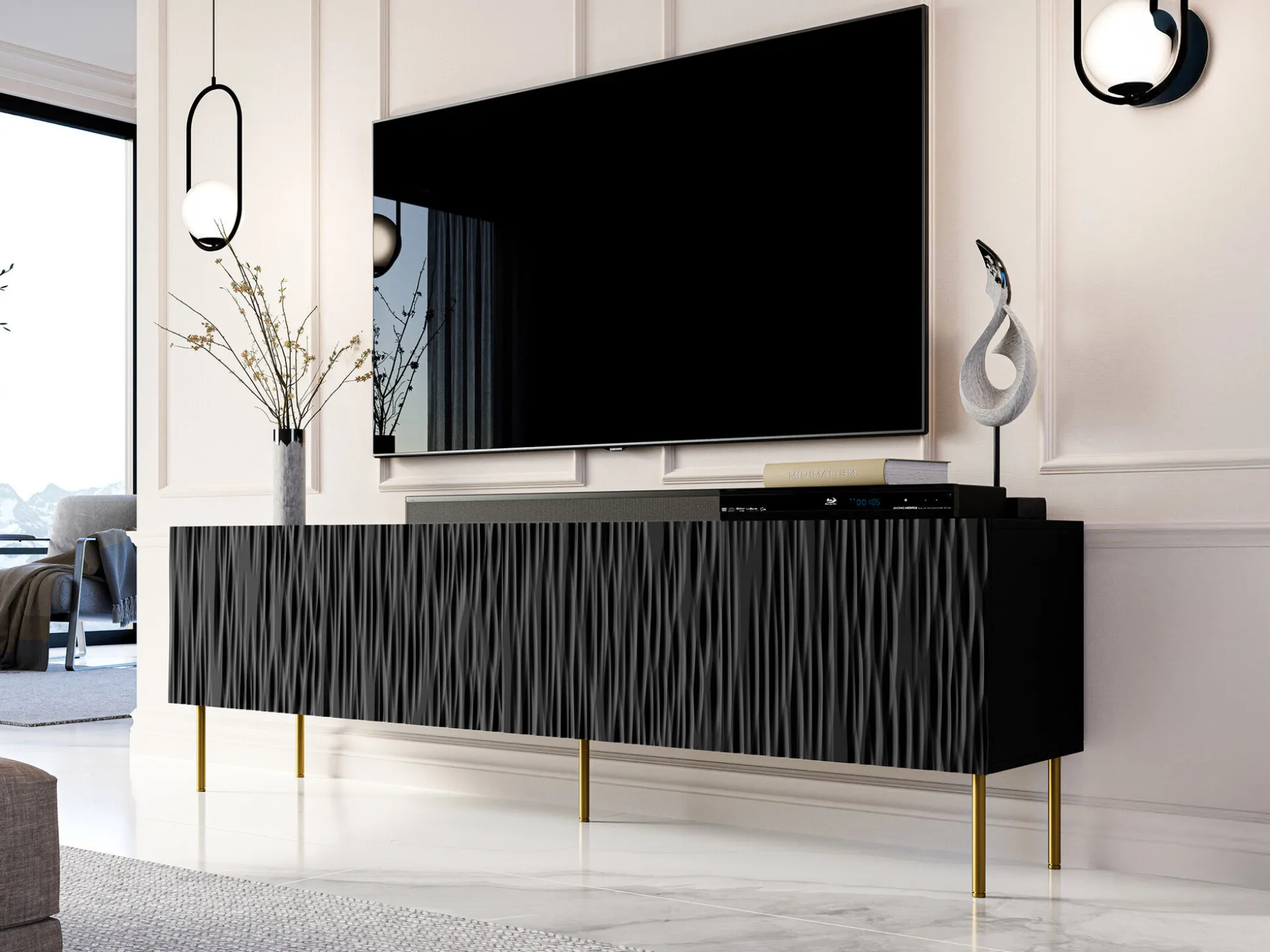 TV-bord Lorelbo 103 (Sort + Gylden)