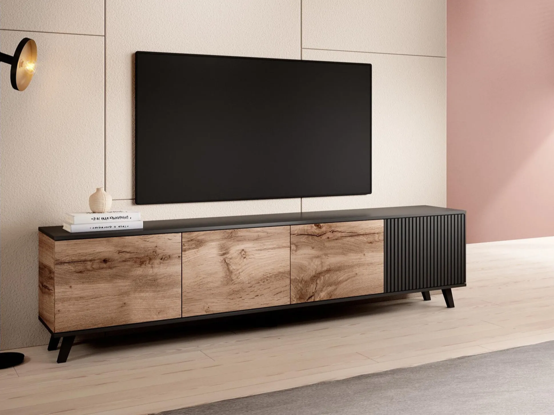 TV-bord Luelia 114 (Sort + Wotan eg)